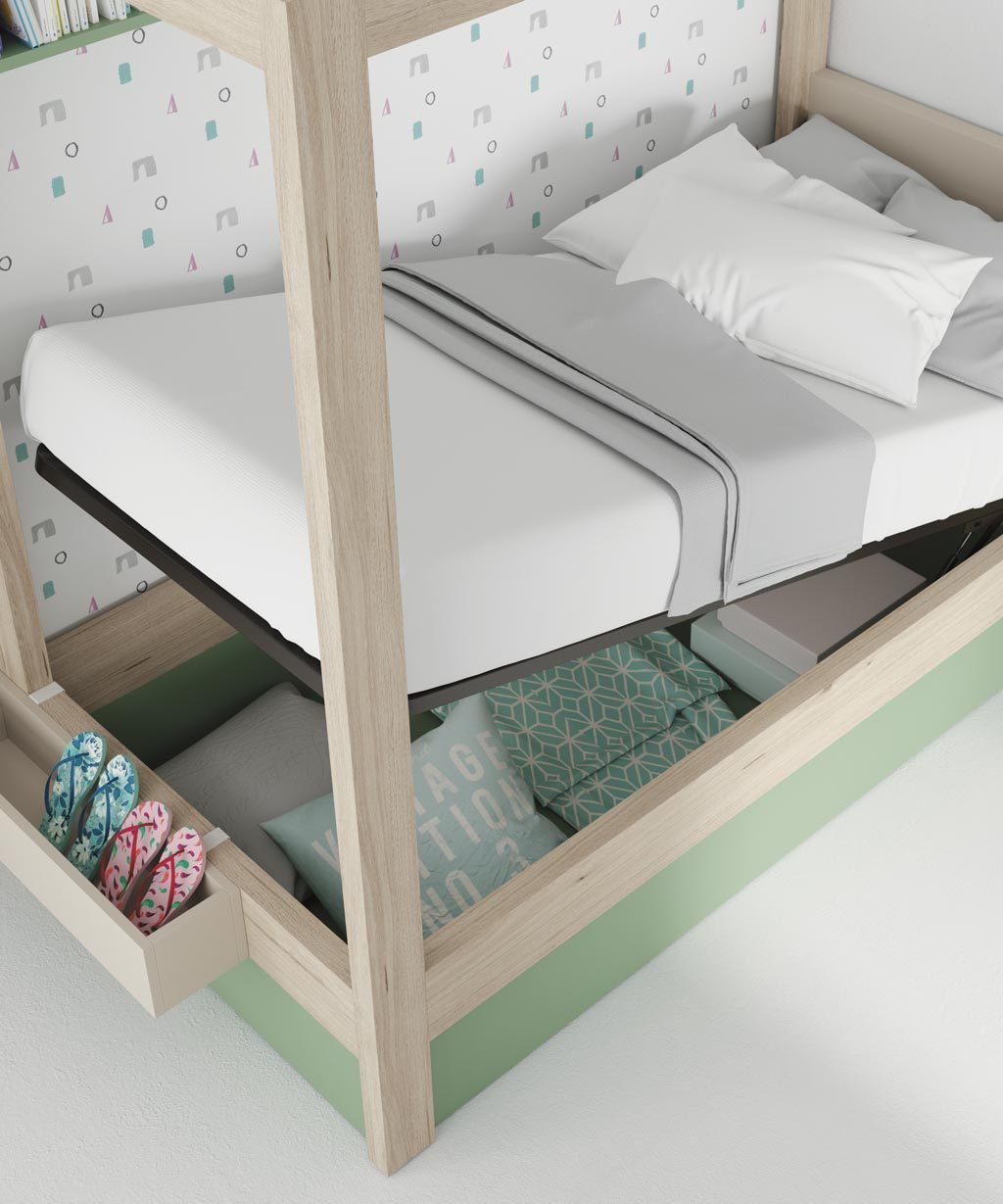 Cama canapé con dosel para tener un dormitorio juvenil muy original