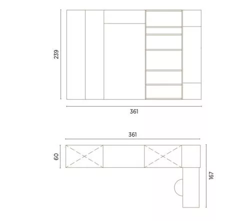 Medidas de este dormitorio con cama abatible y mesa plegable