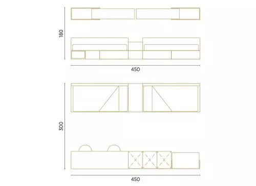 Medidas de este dormitorio juvenil modular para dos